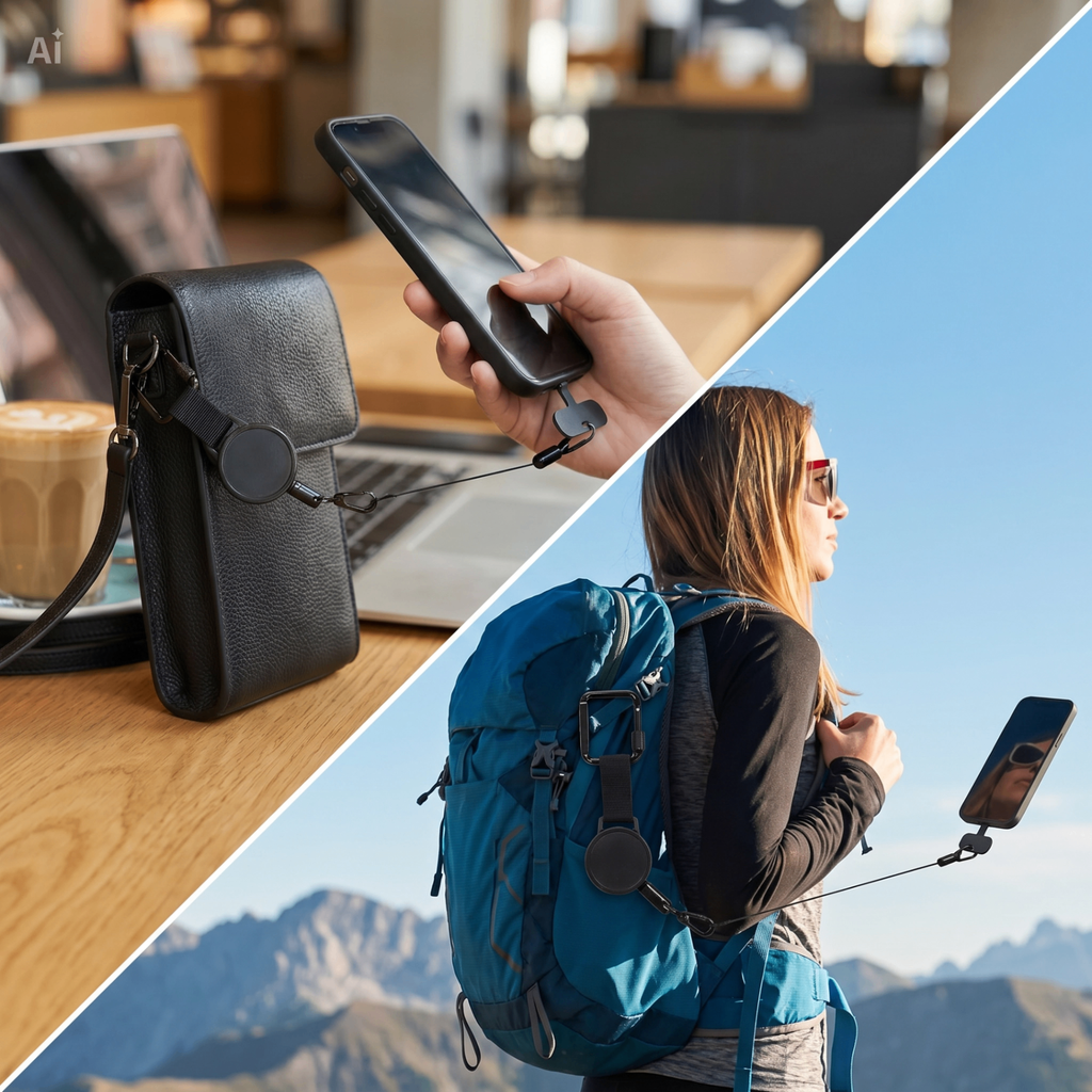 NovaGuard Phone Tether — cafe and outdoor hiking use cases